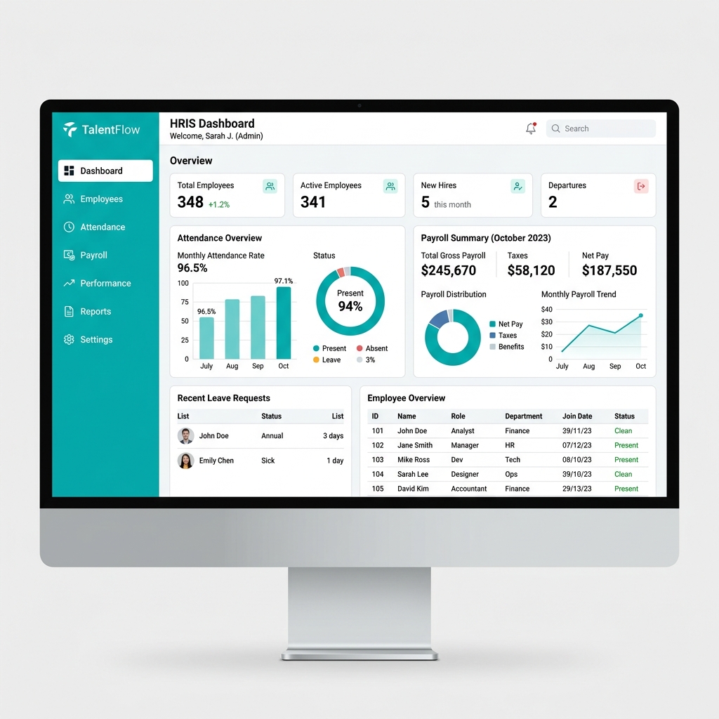 PrimeHr Dashboard Mockup